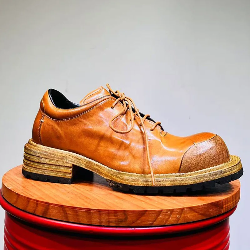 Men's Handmade 100% Genuine Horsehide Derby Shoes | Vintage Washed Distressed Thick Sole | UNITYPUREMAX™ 1 Men's Handmade 100% Genuine Horsehide Derby Shoes | Vintage Washed Distressed Thick Sole | UNITYPUREMAX™ 1