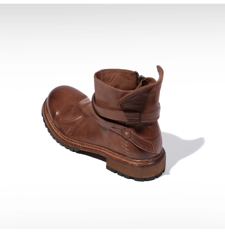 Men's Handmade 100% Genuine Horsehide Zip-Up Motorcycle Boots | British Retro Workwear | UNITYPUREMAX™ 14