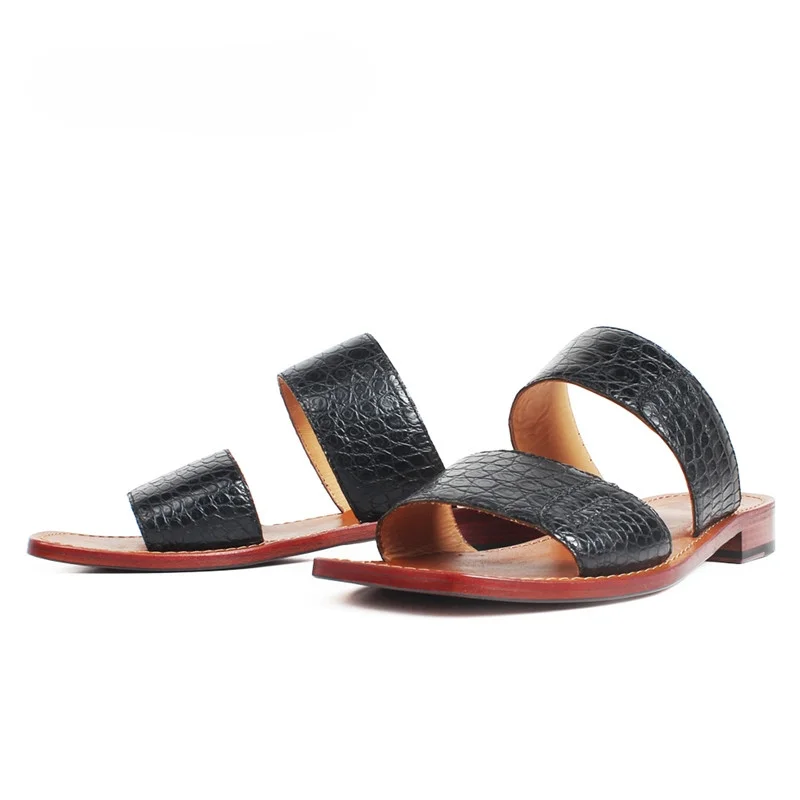 Men's Black Crocodile Leather Slippers | Genuine Exotic Leather | UNITYPUREMAX™ 7 Men's Black Crocodile Leather Slippers | Genuine Exotic Leather | UNITYPUREMAX™ 7