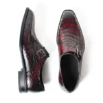 Men's 100% Genuine Wine Red Crocodile Skin Single Monk Strap Shoes | Waterproof Luxury | UNITYPUREMAX™ 4