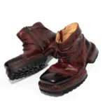 Men's & Women's Handmade 100% Genuine Horse Hip Leather Zip-Up Ankle Boots | Sculptural Ruched | UNITYPUREMAX™ 3