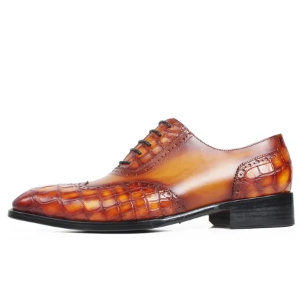 Men's 100% Genuine Brown Crocodile Skin Oxford Shoes | Waterproof Luxury | UNITYPUREMAX™ 1