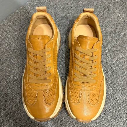 Men's Perforated Leather Casual Sneakers | Retro Dad Shoe Platform | UNITYPUREMAX™ 1