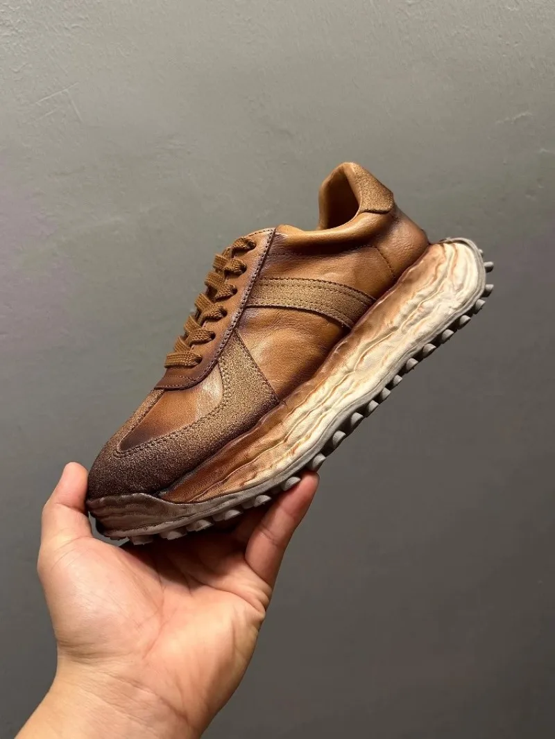 Men's Genuine Leather Mixed Material Platform Trainers | Sculptural Wave Sole | UNITYPUREMAX™ 13 Men's Genuine Leather Mixed Material Platform Trainers | Sculptural Wave Sole | UNITYPUREMAX™ 13