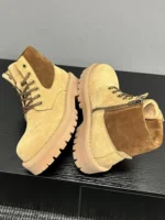 Men's Yellow & Brown Suede Leather Safety Boots | Handmade Platform | UNITYPUREMAX™ 4
