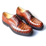 Men's 100% Genuine Orange Cognac Crocodile Skin Oxford Shoes | Silver Stud Sole | UNITYPUREMAX™ 5