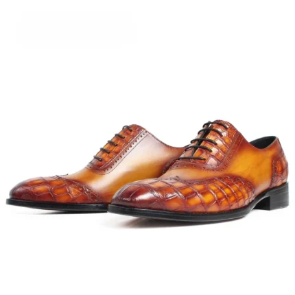 Men's 100% Genuine Brown Crocodile Skin Oxford Shoes | Waterproof Luxury | UNITYPUREMAX™ 6