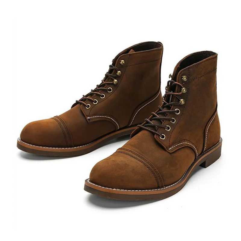 Men's Handmade Genuine Leather Cap-Toe Motorcycle Work Boots | American Retro Heritage | UNITYPUREMAX™ 2 Men's Handmade Genuine Leather Cap-Toe Motorcycle Work Boots | American Retro Heritage | UNITYPUREMAX™ 2
