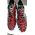 Men's 100% Genuine Crocodile Skin Derby Shoes | Burgundy Luxury Platform Casual | UNITYPUREMAX™ 5