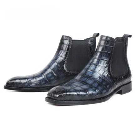 Men's Dark Navy Crocodile Leather Chelsea Boots | Handmade Luxury | UNITYPUREMAX™ 6