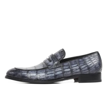 Men's 100% Genuine Gray Crocodile Skin Penny Loafer Shoes | Waterproof Luxury | UNITYPUREMAX™ 1