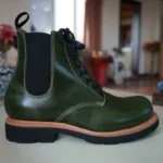 Men's Genuine Leather Hybrid Chelsea Lace-Up Motorcycle Boots | Goodyear Welt Green | UNITYPUREMAX™ 1