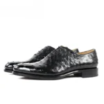 Men's 100% Genuine Black Ostrich Skin Oxford Shoes | Premium Exotic Leather | UNITYPUREMAX™ 6
