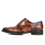 Men's 100% Genuine Orange-Brown Crocodile Skin Quarter Brogue Oxford Shoes | Waterproof Luxury | UNITYPUREMAX™ 1