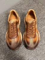 Men's Genuine Leather Mixed Material Platform Trainers | Sculptural Wave Sole | UNITYPUREMAX™ 3