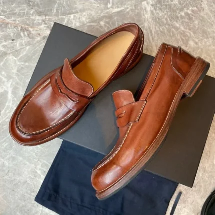 Men's Handmade Premium Cowhide Leather Penny Loafer Shoes | Fully Handcrafted | Black & Brown | UNITYPUREMAX™ 1