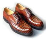Men's 100% Genuine Orange Cognac Crocodile Skin Oxford Shoes | Silver Stud Sole | UNITYPUREMAX™ 4