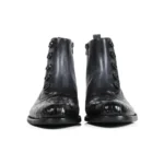 Men's Genuine Crocodile Skin & Cowhide Leather Chelsea Boots | Victorian Button Gray | UNITYPUREMAX™ 2