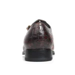 Men's 100% Genuine Crocodile Skin Derby Shoes | Gold Buckle Strap Amber Cognac | UNITYPUREMAX™ 3