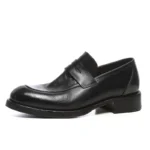 Hand-Washed Cowhide Casual Dress Shoes Men Business Wedding Shoes Wrinkled Thick-Soled Genuine Leather Slip-On Loafers 17