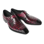 Men's 100% Genuine Wine Red Crocodile Skin Single Monk Strap Shoes | Waterproof Luxury | UNITYPUREMAX™ 2