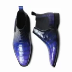Men's 100% Genuine Blue Crocodile Skin Chelsea Boots | Purple Gradient Luxury | UNITYPUREMAX™ 4