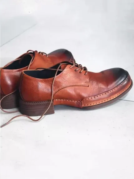 Brown Genuine Leather Derby Shoes for Men | Handmade Vintage Dress Shoes | UNITYPUREMAX™ 1