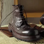 British Retro Genuine Leather Motorcycle Boots | Side Zip Lace-Up | Thick Platform | Handmade | UNITYPUREMAX™ 6
