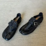 Women's Split Toe Casual Pump | Buckle Strap | Chunky Platform | Handmade | Black | UNITYPUREMAX™