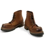 Men's Dark Brown Oil Wax Suede Motorcycle Boots | Handmade Retro Leather Boots | UNITYPUREMAX™ 4