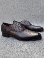 Wine Red Genuine Snakeskin Derby Shoes for Men | Handmade Luxury British Dress Shoes | UNITYPUREMAX™ 1