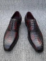 Wine Red Genuine Snakeskin Derby Shoes for Men | Handmade Luxury British Dress Shoes | UNITYPUREMAX™ 2