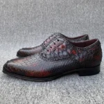 Wine Red Genuine Snakeskin Derby Shoes for Men | Handmade Luxury British Dress Shoes | UNITYPUREMAX™ 5