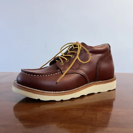 Handmade Italian Cow Leather Goodyear Welt Moc Toe Boots for Men | Heritage Leather Work Boots | UNITYPUREMAX™ 1