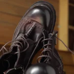 British Retro Genuine Leather Motorcycle Boots | Side Zip Lace-Up | Thick Platform | Handmade | UNITYPUREMAX™ 4