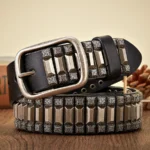 Men's Genuine Leather Pyramid Stud Belt | Handmade Rivet Leather Belt | UNITYPUREMAX™ 1