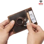 Handmade Genuine Cow Leather AirTag Wallet with RFID Blocking | Slim Minimalist Money Clip Wallet | UNITYPUREMAX™ 2