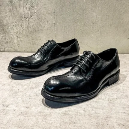 Men's Washed Horsehide Derby Shoes | Vintage Distressed Finish | Handmade Lace-Up | UNITYPUREMAX™ 1