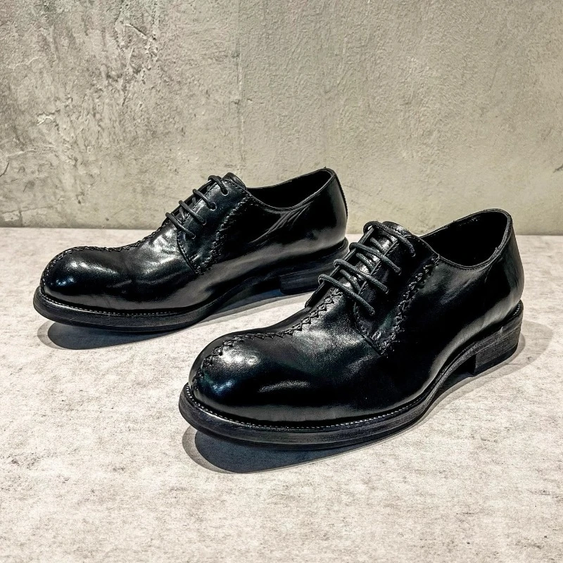 Men's Washed Horsehide Derby Shoes | Vintage Distressed Finish | Handmade Lace-Up | UNITYPUREMAX™ 1 Men's Washed Horsehide Derby Shoes | Vintage Distressed Finish | Handmade Lace-Up | UNITYPUREMAX™ 1