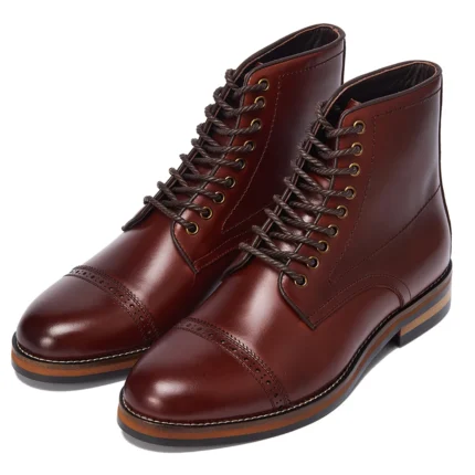 UNITYPUREMAX™ Men's Handmade Waterproof Cow Leather Cap-Toe Lace-Up Riding Boots | Retro Heritage Ankle Boots 1