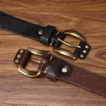 Genuine Men's Distressed Cowhide Leather Belt | Handmade Rivet Brass Buckle Belt | UNITYPUREMAX™ 4