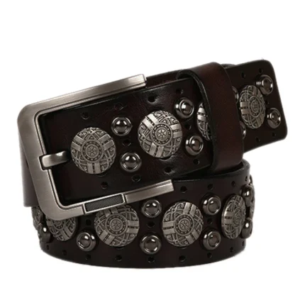 Men's Genuine Leather Studded Belt | Cowhide Rivet Jeans Belt | UNITYPUREMAX™ 1