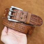 Men's Double Pin Buckle Genuine Leather Belt | Handmade Embossed Cowhide Belt | UNITYPUREMAX™ 5
