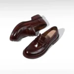 British Style Handmade Cowhide Penny Loafers | Shiny Polished Finish | Decorative Keeper Strap | UNITYPUREMAX™ 2
