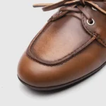 Women's Brown Genuine Leather Boat Loafers | Handmade British Casual Flats | UNITYPUREMAX™ 4
