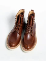 Men's Wine Red Genuine Leather Moc Toe Motorcycle Boots | Handmade Heritage Boots | UNITYPUREMAX™ 5