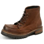 Men's Dark Brown Oil Wax Suede Motorcycle Boots | Handmade Retro Leather Boots | UNITYPUREMAX™ 3