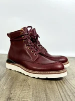 Men's Wine Red Genuine Leather Moc Toe Motorcycle Boots | Handmade Heritage Boots | UNITYPUREMAX™ 1