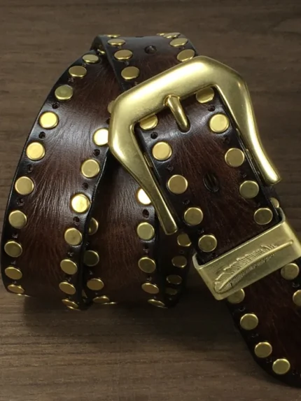 Men's Genuine Leather Studded Belt | Handmade Cowhide Rivet Belt | UNITYPUREMAXâ„¢ 2