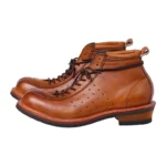 Men's Genuine Tan Leather Motorcycle Boots | Handmade Retro Riding Boots | UNITYPUREMAX™